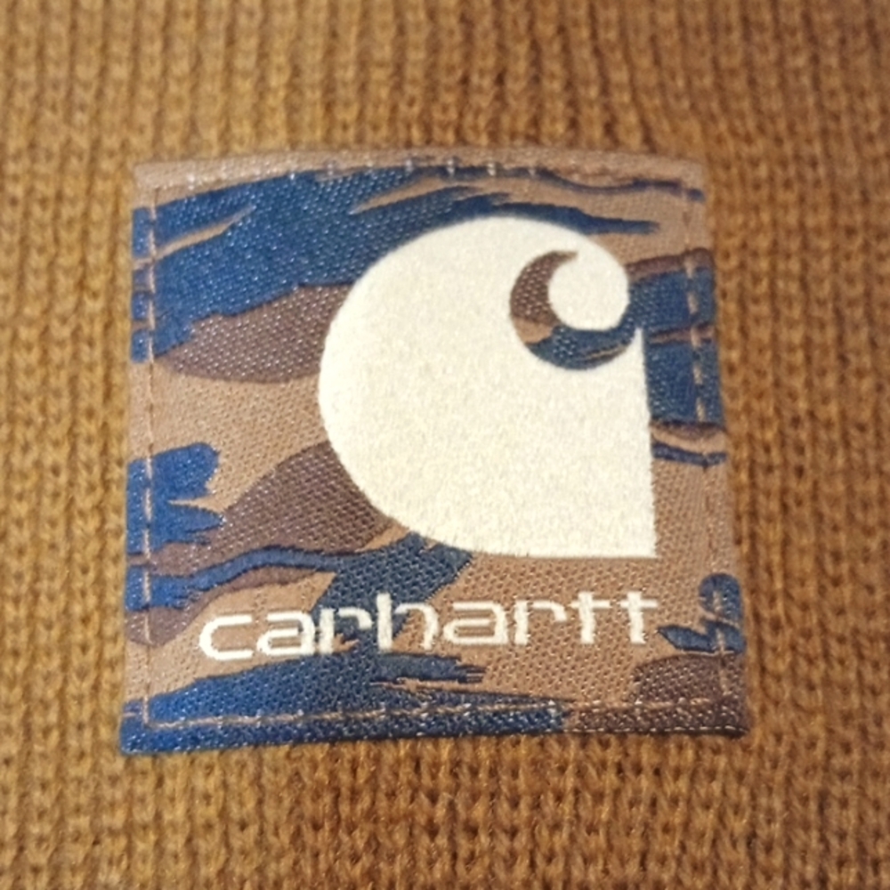 Carhartt Brown Beanie, NWT, OSFA, Unisex, Camo Patch